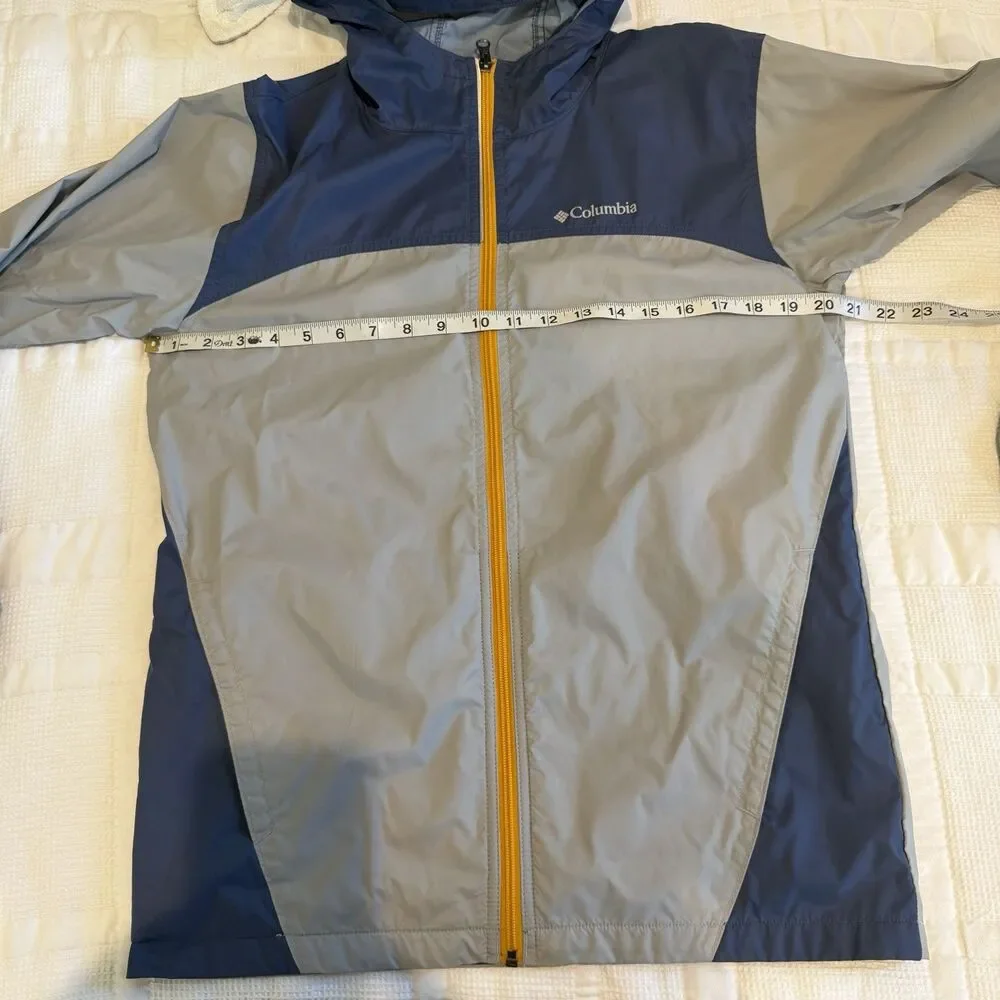 Columbia Youth Glennaker Rain Jacket Boys XL 18/20 Gray Blue Windbreaker Hooded